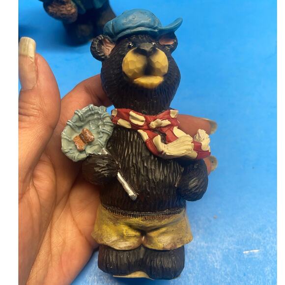 Magic Creations Black Bear Figurine Set of 3 Fishing Camping Vintage - Picture 5 of 10